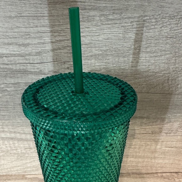 Green Studded Tumbler with Straw - Picture 2 of 4
